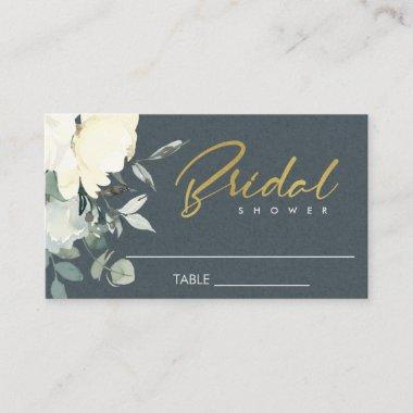 GREY IVORY WHITE FLORAL WATERCOLOR BRIDAL SHOWER PLACE Invitations