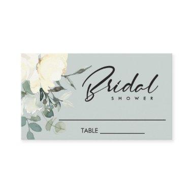 GREY IVORY WHITE FLORAL WATERCOLOR BRIDAL SHOWER PLACE Invitations