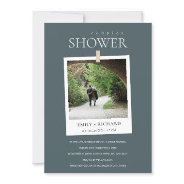 GREY MINIMAL CUSTOM PHOTO COUPLES SHOWER INVITE