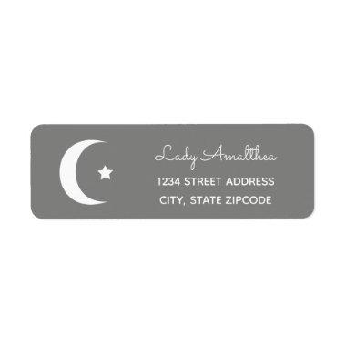 Grey Moon And Star Address Label
