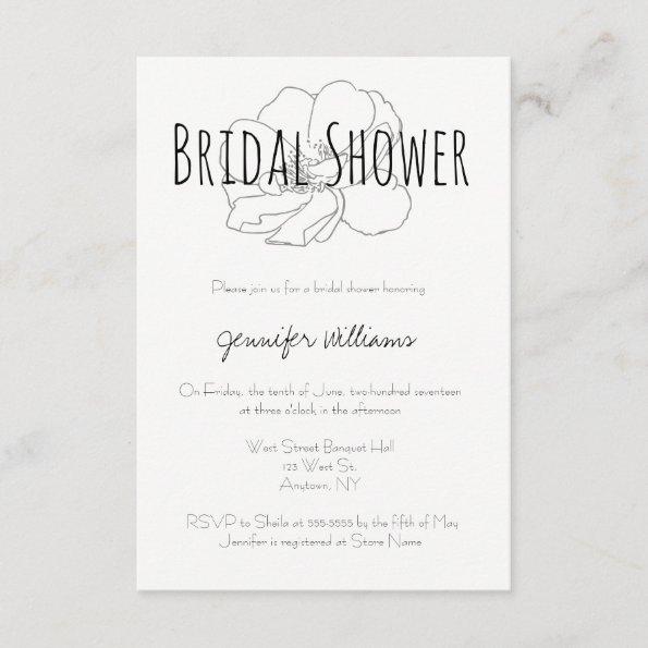Grey rose modern bridal shower invitations
