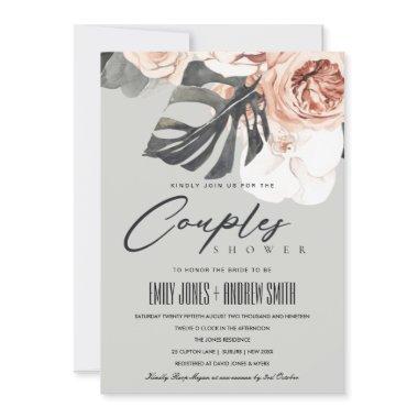 GREY RUST FLORAL MONSTRERA COUPLES SHOWER INVITE