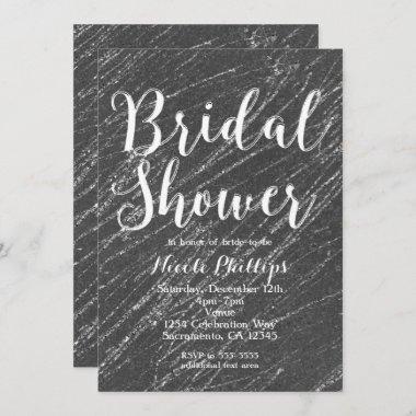 Grey & Silver Glam Marble Stripe Bridal Shower Invitations