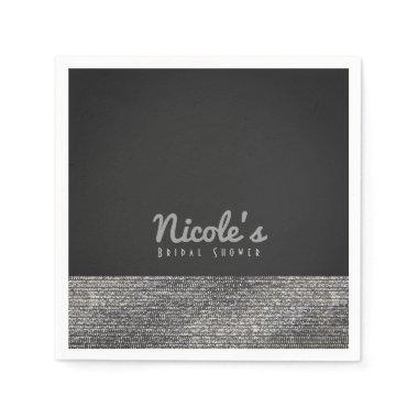 Grey & Silver Modern Glam Sequins Chic Elegant Paper Napkins