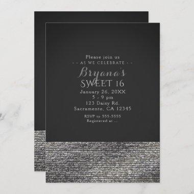 Grey & Silver Modern Glam Sequins Party Invitations