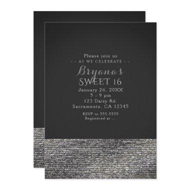 Grey & Silver Modern Glam Sequins Party Invitations