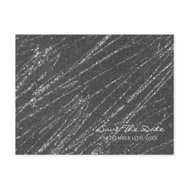 Grey & Silver Modern Marble Stripe Save the Date Announcement Post