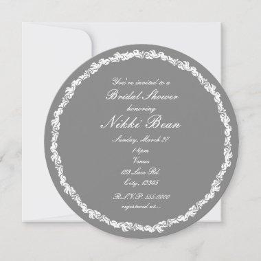 Grey & White Elegant Fancy Bridal Invitations