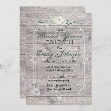 Grey Wood Rustic Bridal Shower Invitations