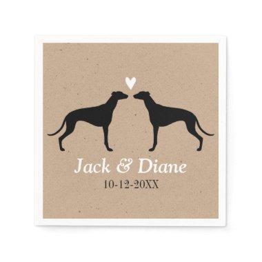 Greyhounds Wedding Couple with Custom Text Paper Napkins