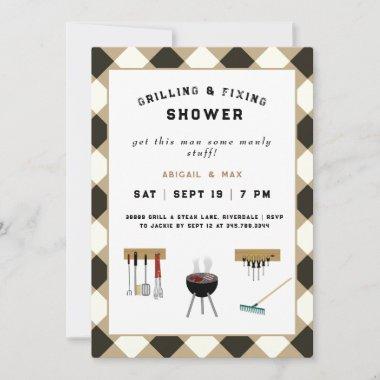 Grilling & Fixing Couples Wedding Shower Invitations