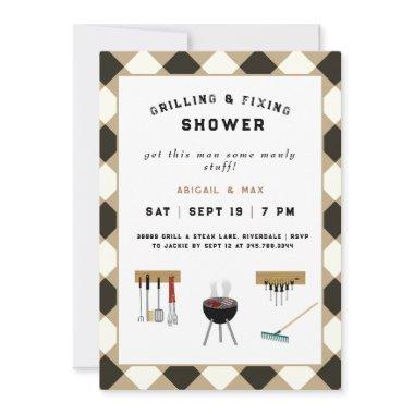 Grilling & Fixing Couples Wedding Shower Invitations