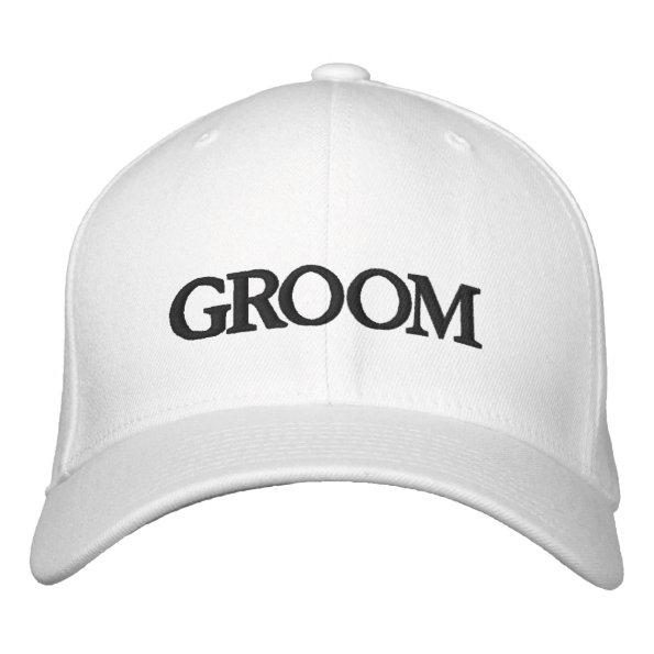 Groom black and elegant chic wedding embroidered baseball cap