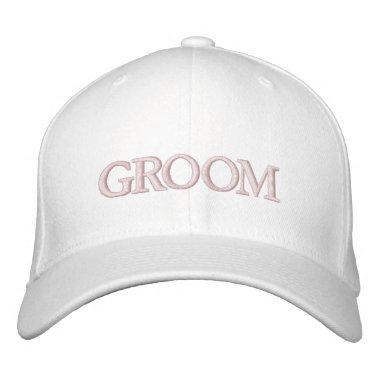 Groom blush pink and white elegant chic embroidered baseball cap