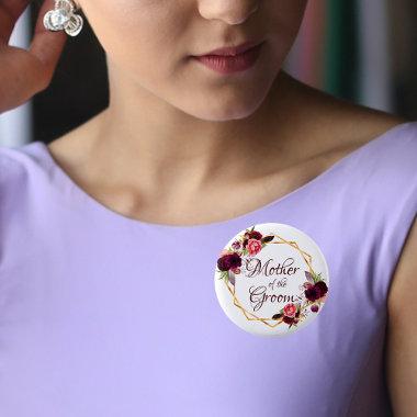 Groom mother watercolored florals burgundy gold button