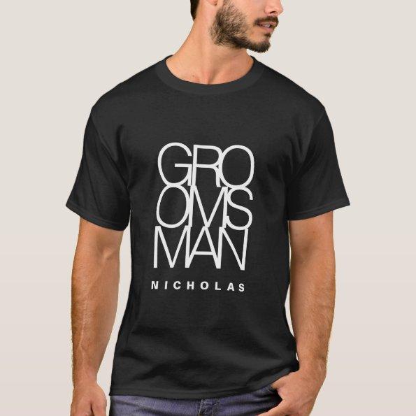 Groomsman in white typography, wedding T-Shirt