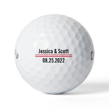 Groomsmen Gift Custom Text Red Lines Golf Balls