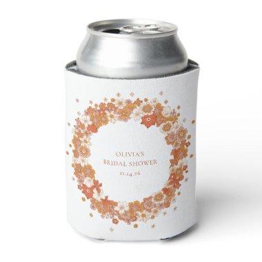 Groovy Boho Orange Floral  Custom Can Cooler