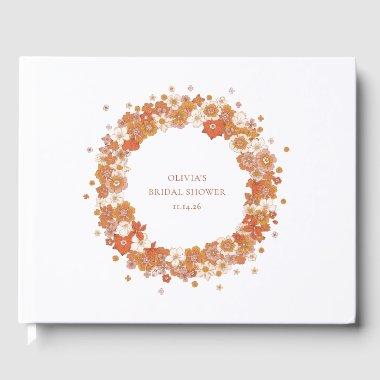 Groovy Boho Orange Floral  Custom Guest Book