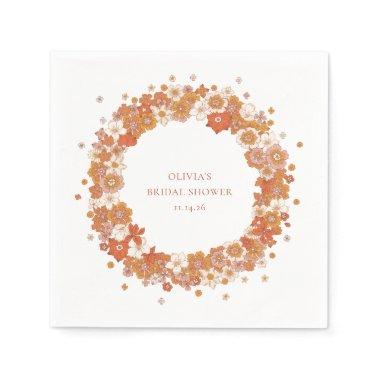 Groovy Boho Orange Floral  Custom Napkins