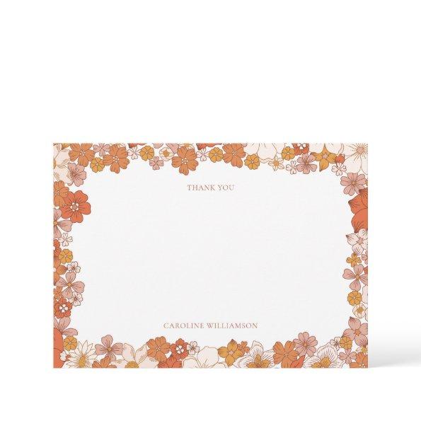 Groovy Boho Orange Floral  Custom Thank You