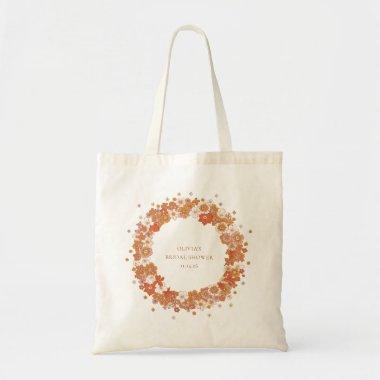 Groovy Boho Orange Floral Bridal Shower Custom Tote Bag