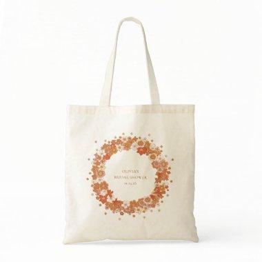 Groovy Boho Orange Floral Bridal Shower Custom Tote Bag