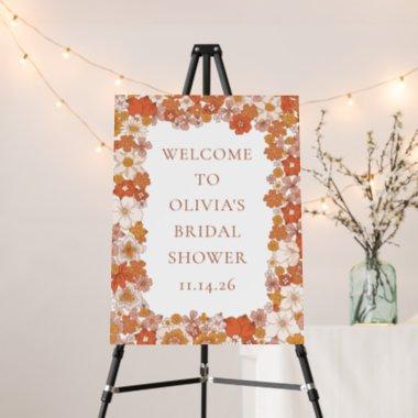 Groovy Boho Orange Floral Bridal Shower Welcome Foam Board