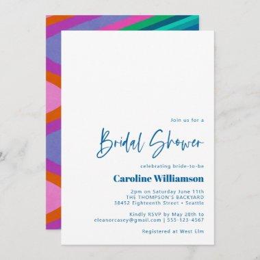 Groovy Colorful Lines Unique Retro Bridal Shower Invitations