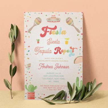 Groovy Fiesta Siesta Tequila Repeat Bachelorette  Invitations