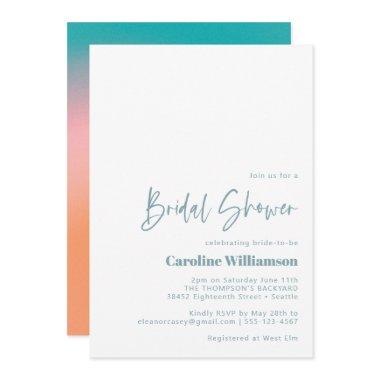 Groovy Gradient Teal Pink Orange Bridal Shower Invitations