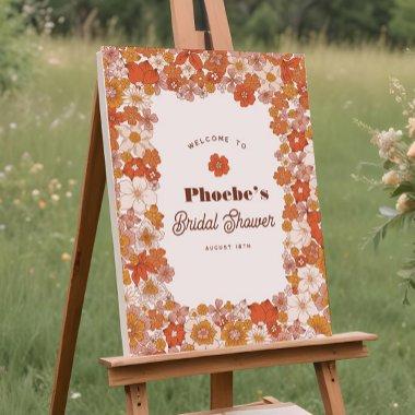 Groovy Hippie Floral Terracotta  Sign