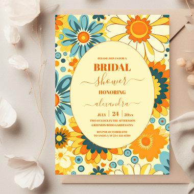 Groovy modern daisy floral yellow & pink Bridal