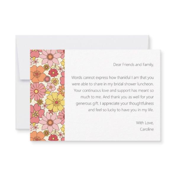 Groovy Pink Floral  Custom Message Thank You