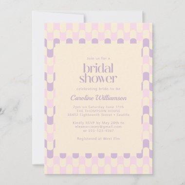 Groovy Pink Purple Retro Geometric Bridal Shower Invitations