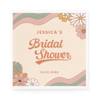 Groovy Retro 1970's Floral Bridal Shower Napkins