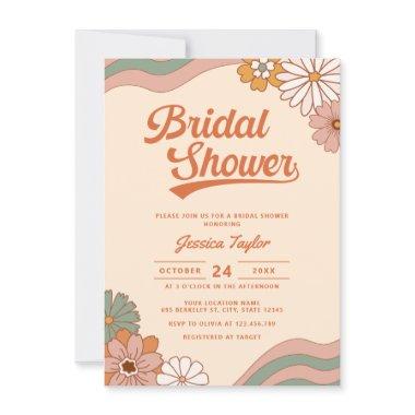 Groovy Retro 70s Daisy Floral Bridal Shower Invitations