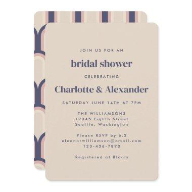 Groovy Retro 70s Design in Beige Bridal Shower Invitations