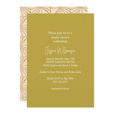 Groovy Retro Chartreuse Botanical Trendy Shower Invitations