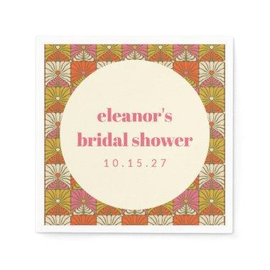 Groovy Retro Orange Botanical  Custom Napkins