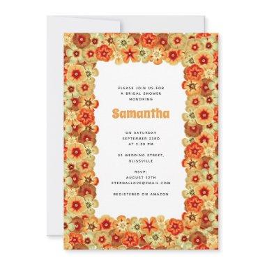 Groovy Retro Orange Hippie Flowers