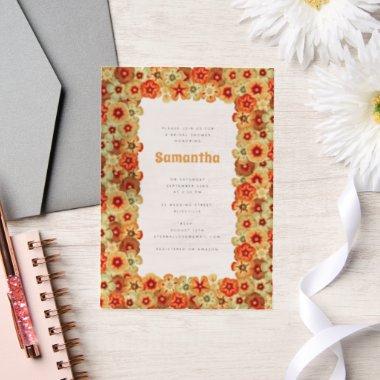 Groovy Retro Orange Hippie Flowers  Vellum