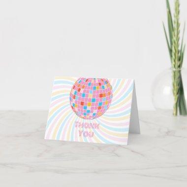 Groovy Retro Pink Disco Ball 70s Bridal Shower Thank You Invitations