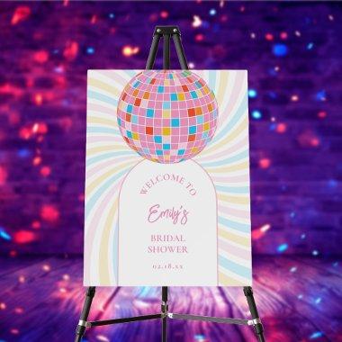 Groovy Retro Pink Disco Ball Bridal Shower Welcome Foam Board