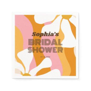 Groovy Retro Rainbow Daisy Flowers Bridal Shower Napkins