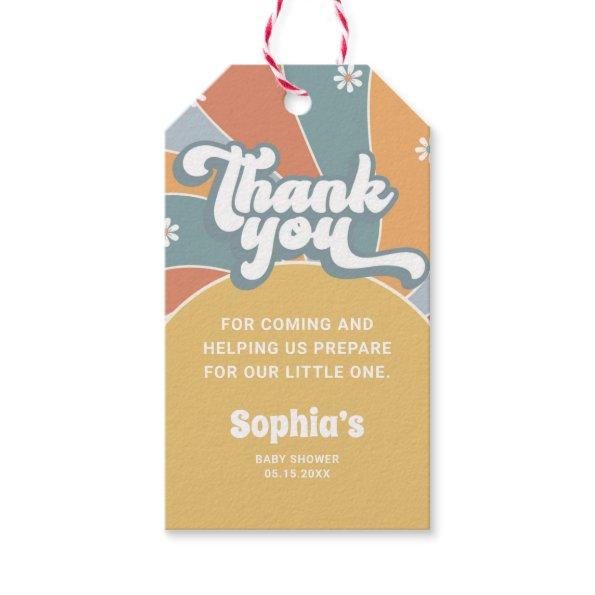 Groovy Retro Sunshine Baby Shower Thank You Favor Gift Tags
