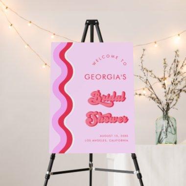 Groovy Retro Wave Pink & Red Bridal Shower Welcome Foam Board