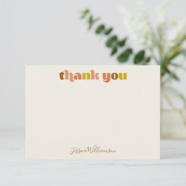 Groovy Terracotta Peach Typography Bridal Shower Thank You Invitations