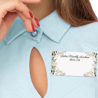 Group Gathering Floral Border Label Name Tag