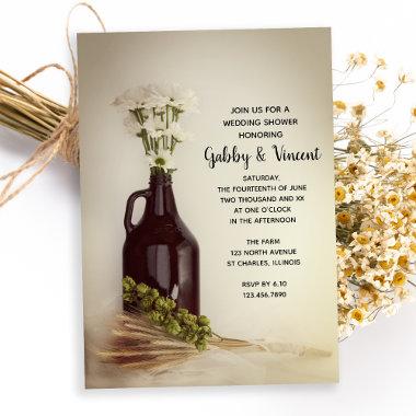 Growler, Hops and Daisies Brewery Wedding Shower Invitations